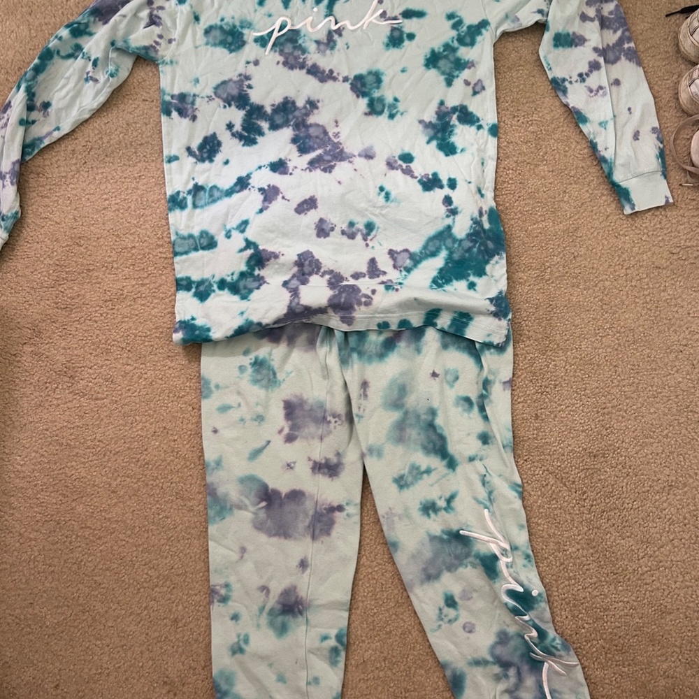 Pink by Victoria's Secret, Tie-dye Pajama Set, X-Small Top, Small Pants
